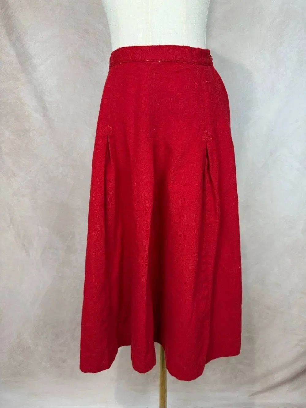 Vintage 1950s Wool A Line Skirt Red Juilliard 100% Wool